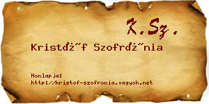 Kristóf Szofrónia névjegykártya